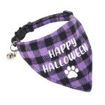 ADOGGYGO Halloween Cat Collars Breakaway with Bell, 2 Pack Adjustable Orange Purple Plaid Halloween Bandana Collars for Cats Kittens