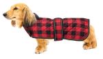 Geyecete Waterproof Warm Thermal Quilted Dachshund Coat with Warm Fleecy Lining Inside,Outdoor Dog Apparel with Adjustable Bands for Small,Medium Dog-Red-S