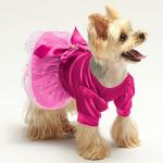 Fitwarm Fancy Dog Tulle Dress, Dog Winter Clothes for Small Dogs Girl, Female Pet Birthday Outfit, Lightweight Velvet, Pink, Medium