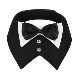 ADOGGYGO Dog Tuxedo, Wedding Birthday Dog Bowtie Collar, Pet Tux Bandana Collar for Extra Large Pets (Black, X-Large)