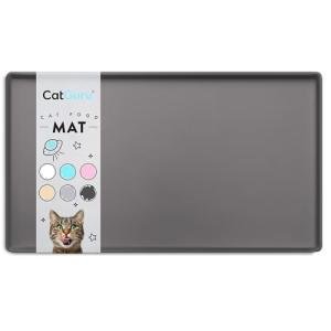 CatGuru Cat Food Mat, Small & Large Feeding Mats, 100% Waterproof Silicone Pet Placemat, Non-Slip Cat Food and Water Bowl or Water Fountain (Large, Carbon)