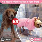Bienbee Soft Dog Bathrobe，Super Absorbent & Quick-Drying Dog Robe with Hood, Cozy Drying Coat for After Bath, Pink XL