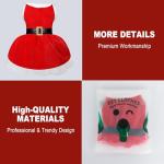 Dog Christmas Dress Santa Costumes: Puppy Girl Dresses Holiday Theme Doggie Xmas Apparel Party Skirts with Belt, Winter Warm Christmas Dog Clothes, Pet Cat Outfit (Red, M)