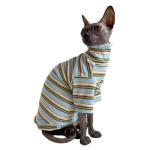 Turtle Neck Vintage Stripes Sphynx Hairless Cat Cotton T-Shirts Pet Clothes Vest Kitten Shirts Sleeveless, Cats & Small Dogs Apparel (Light Blue, XL (9-12.5 lbs))