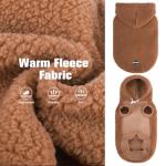 BINGPET Warm Fleece Dog Sweatshirt with Hood, Winter Coat for Puppy Small Medium Large Dogs Boy and Girl(Brown,M)