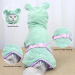Fnaobai Pet Bathrobe for Dog Cat Absorbently Quick Drying Coat Cute Dogs Bath Towel Hooded Robe Adjustable Collar & Belly Strap for Pool Beach (Green, X-Small)