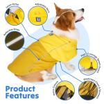 LOWRIDER Dog Raincoat- Adjustable Waterproof, Windproof, and Lightweight All Weather Rain Jacket and Poncho with Reflective Stripes, Yellow (Medium)