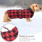 Geyecete Waterproof Warm Thermal Quilted Dachshund Coat with Warm Fleecy Lining Inside,Outdoor Dog Apparel with Adjustable Bands for Small,Medium Dog-Red-S