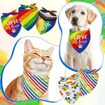 Whaline 5 Pack Rainbow Dog Bandanas Love is Love Pride Triangle Bibs Dog Paw Pet Scarf Reversible Double-Sided Pet Neckerchief for Pride Day Small Medium Large Cat Costume Accessories