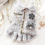 Dog Princess Dresses for Small Dogs Lolita Clothes Tweed Costume White Pet Girl Cute Coat Outfits Fall Costumes (S,White)