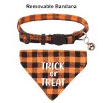 ADOGGYGO Halloween Cat Collars Breakaway with Bell, 2 Pack Adjustable Orange Purple Plaid Halloween Bandana Collars for Cats Kittens