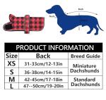 Geyecete Waterproof Warm Thermal Quilted Dachshund Coat with Warm Fleecy Lining Inside,Outdoor Dog Apparel with Adjustable Bands for Small,Medium Dog-Red-S