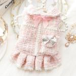Dog Princess Dresses for Small Dogs Lolita Clothes Tweed Costume White Pet Girl Cute Coat Outfits Fall Costumes (S,White)
