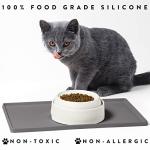 CatGuru Cat Food Mat, Small & Large Feeding Mats, 100% Waterproof Silicone Pet Placemat, Non-Slip Cat Food and Water Bowl or Water Fountain (Large, Carbon)