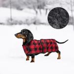 Geyecete Waterproof Warm Thermal Quilted Dachshund Coat with Warm Fleecy Lining Inside,Outdoor Dog Apparel with Adjustable Bands for Small,Medium Dog-Red-S