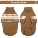 Queenmore Dog Striped Knitted Sweater, Turtleneck Pullover Pet Coat, Dog Winter Clothes with Leash Hole for Small Medium &Large Dogs(Navy Blue,XS)