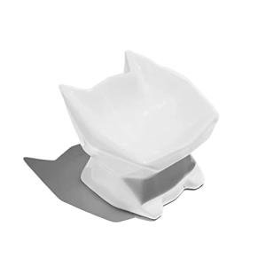 GEO: Ergonimic Cat Bowl Feeder in Ceramic (White)