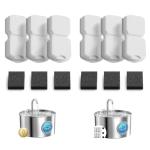 GIOTOHUN Cat Water Fountain Filter Replacement: 12 Cat Fountain Filter - 12 Pet Fountain Filter - 6 Carbon Filters & 6 Foam Filters - Suitable for GIOTOHUN Stainless Steel Cat Fountain S11