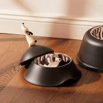 Alessi AMMI19 RO Lulà Dog Bowl with lid in thermoplastic Resin and 18/10 Stainless Steel, Red Orange
