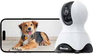 VIMTAG 2.5K Pet Camera 5G&2.4G WiFi Dog/Cat/Nanny Cam & Baby Monitor, 360° Indoor Camera for Home Security with Phone App & Speaker, Motion Tracking, Free AI Detection, Night Vision, SD/Cloud Storage