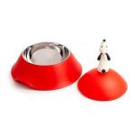 Alessi AMMI19 RO Lulà Dog Bowl with lid in thermoplastic Resin and 18/10 Stainless Steel, Red Orange