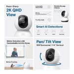 TP-Link Tapo 2K QHD Pan/Tilt Security Camera for Pet Camera, Baby Monitor, Motion Detection, Motion Tracking, 2-Way Audio, Night Vision, Cloud &SD Card Storage, Works w/Alexa & Google Home(Tapo C220)