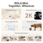 Enabot EBO 2K Camera Robot ROLA Mini: Movable Pet Camera Battery-Powered with Phone App, Indoor Cam w/One-Touch Call, 2-Way Talk, Night Vision, Motion Detection, Video Recording