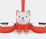 Alessi AMMI09 RO Tigrito Cat bowl in thermoplastic resin, Red Orange and 18/10 stainless steel.