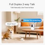 CINMOORE 5G Security Camera Indoor, 3K Pet/Dog Camera with Speaker/Phone App, PTZ WiFi Baby Monitor Cameras for Home Security, 0-Glow Night Vision 2-Way Talk, AI Tracking Facial Recognition Time Lapse