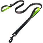 Dog Leash 6ft Long Traffic Padded Two Handle Heavy Duty Double Handles Lead for Training Control 2 Handle Leashes for Large Dogs or Medium Dogs Reflective Pet Leash Dual Handle Black + Green