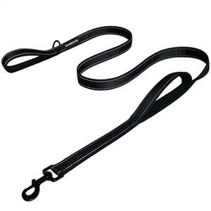 Dog Leash 6 Foot Long Traffic Padded Two Handle Heavy Duty Lead for Large or Medium Dogs Training Reflective Leashes (6 Foot, Pack of 1, Black)