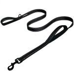 Dog Leash 6 Foot Long Traffic Padded Two Handle Heavy Duty Lead for Large or Medium Dogs Training Reflective Leashes (6 Foot, Pack of 1, Black)