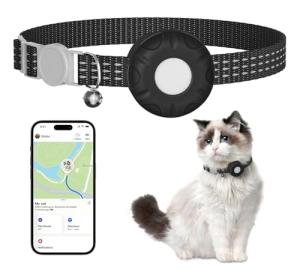 Cat GPS Tracker, Waterproof, Pet Tracker for Cats, Works with Any Collar,Compatible with Apple Find My App (Only iOS), No Monthly Fee, Black