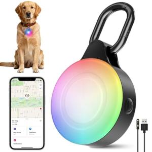 Dog Light with GPS Tracker, Anti-Lost Waterproof Dog Collar Light for Night Walking, Camping, 6 Modes IP68 Rechargeable LED Pet Tracking Lights, Work with Apple Find My, No Monthly Fee(iOS only)
