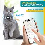 ZFSJTAG Cat GPS Tracker, Smart Cat Tracker Compatible with Apple Find My App (Only iOS), No Monthly Fee, Waterproof, Breakaway Collar Included, Up to 7-Day Battery (White Tracker, Black Cat Collar)