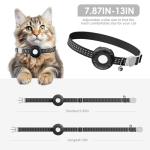 ZFSJTAG Cat GPS Tracker, Smart Cat Tracker Compatible with Apple Find My App (Only iOS), No Monthly Fee, Waterproof, Breakaway Collar Included, Up to 7-Day Battery (White Tracker, Black Cat Collar)