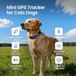 Dog Tracker Cat GPS Tracker Waterproof & Lightweight Mini Tracker Device with Real-Time Location Escape Alerts iOS & Android Fits All Pet Collars