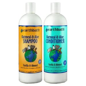 earthbath, Oatmeal & Aloe Dog Shampoo and Conditioner - Oatmeal Shampoo for Dogs, Itchy, Dry Skin Relief, Dog Wash, Made in USA, Dog Conditioner, Pet Shampoos - Vanilla & Almond, 16 Oz (1 Set)