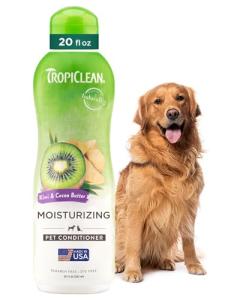 TropiClean Dog Conditioner, Easy Detangling & Moisturizing Conditioner, Puppy Safe, Made in The USA, Kiwi & Cocoa Butter Scent, 20oz.