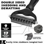 3PCS Self Cleaning Slicker Brush & Pet Grooming Rake & Flea Comb for Dogs,Cats and Horses | Double-Sided Dematting Comb & Skin Friendly Deshedding Grooming Tool | Premium Pet Supplies (Black)
