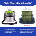 PupSensei Dog Treat Pouch, Durable Oxford Polyester, No-Spill Magnetic Closure, Treat Pouches for Pet Training with Metal Clip, Waist Belt, Adjustable Strap, Poop Bag Dispenser (Army Green)