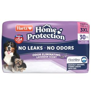 Hartz Home Protection Lavender Scented Dog Pads, 3XL 30 Count, Super Absorbent & Won't Leak, Odor Eliminating