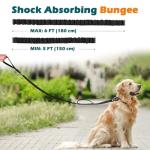 PetBonus Heavy Duty Tactical Dog Leash, 5 FT Bungee Shock Absorption Leash with 2 Padded Handles, Quick Release Metal Clip, Car Seatbelt, No Pull Training Lead for Large Medium Dogs (Black)