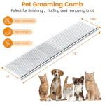 2Pcs Stainless Steel Dog Comb, Round Tooth Cat Comb with 2 Tooth Widths, Metal Combs for Removing Knots and Tangles, Grooming Tool for Long and Short Hair Pets, 7.5 IN Silver