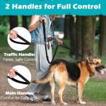 PetBonus Heavy Duty Tactical Dog Leash, 5 FT Bungee Shock Absorption Leash with 2 Padded Handles, Quick Release Metal Clip, Car Seatbelt, No Pull Training Lead for Large Medium Dogs (Black)