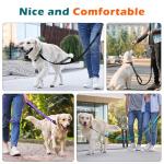 PetBonus Heavy Duty Tactical Dog Leash, 5 FT Bungee Shock Absorption Leash with 2 Padded Handles, Quick Release Metal Clip, Car Seatbelt, No Pull Training Lead for Large Medium Dogs (Black)