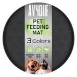 AVYDIIF Pet Feeding Mats for Food and Water, Waterproof Anti-Slip Placemats for Dog Cat Bowl, 1 Pack Silicone Pet Food Mat, Dishwasher Safe 10.9 × 10.9 (1 Pack, Black)