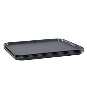 Minekkyes Set of 4 Boot Tray for Entryway, Plastic Shoe Trays, Pet Feeding Trays Snow Wet Mat, Indoor and Outdoor Use, Grey