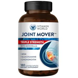 Vitamin World Triple Strength Joint Mover, Glucosamine Chondroitin with MSM Joint Support Supplement, Collagen & Boswellia Serrata Extract, Support Joint Strength, Comfort & Flexibility, 180 Caplets
