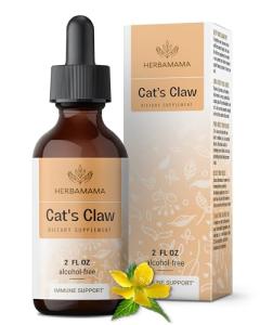HERBAMAMA Cat's Claw Tincture - Vegan Cat's Claw Extract Supplement for Immune Support - Non-GMO, Alcohol & Sugar-Free Uncaria Tomentosa Drops